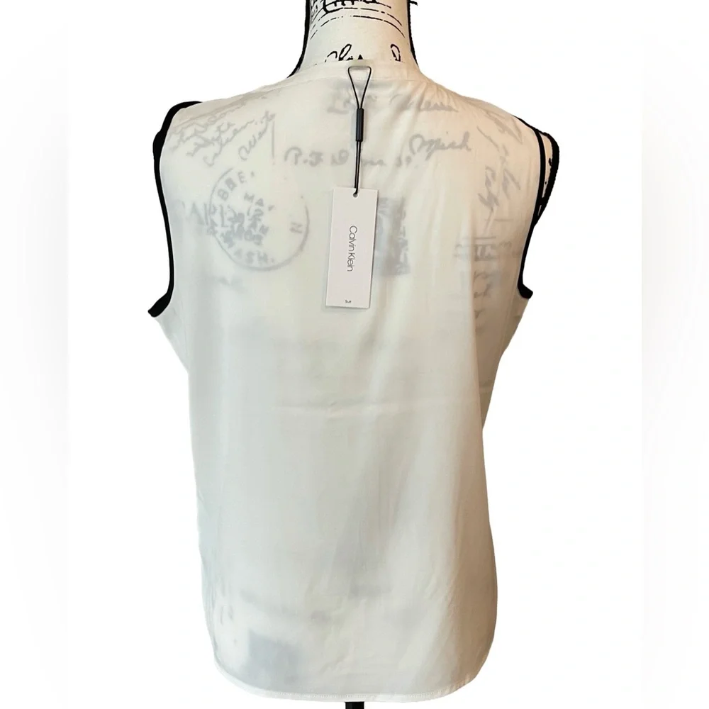 Calvin Klein Ivory Sleeveless Suit Shirt | Size M | NWT - Picture 2 of 9